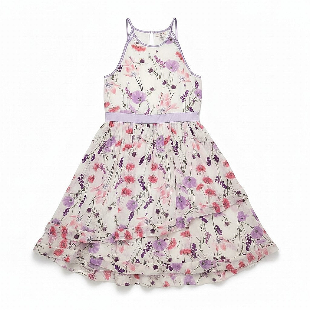 Nwt! Speechless Girls' Lavender & Pink Floral Flare Dress
